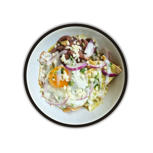 CHILAQUILES WITH AVOCADO
SAUCE